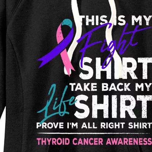 This Is My Fight Thyroid Cancer Awareness Ribbon Gift Women's Fleece Hoodie