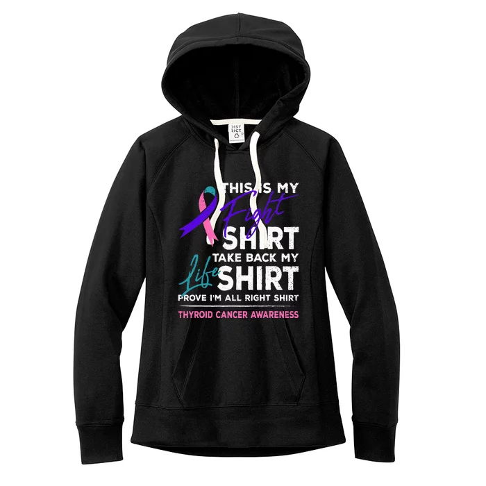 This Is My Fight Thyroid Cancer Awareness Ribbon Gift Women's Fleece Hoodie