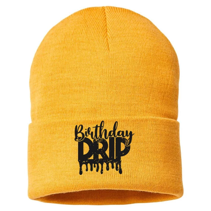 This Is My Birthday Drip Sustainable Knit Beanie