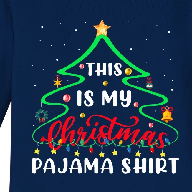 This Is My Christmas Pajama Christmas Tree Lights Baby Long Sleeve Bodysuit