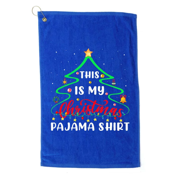 This Is My Christmas Pajama Christmas Tree Lights Platinum Collection Golf Towel