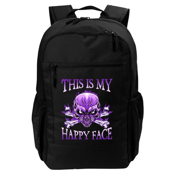 This Is My Happy Face Halloween Purple Skull Daily Commute Backpack