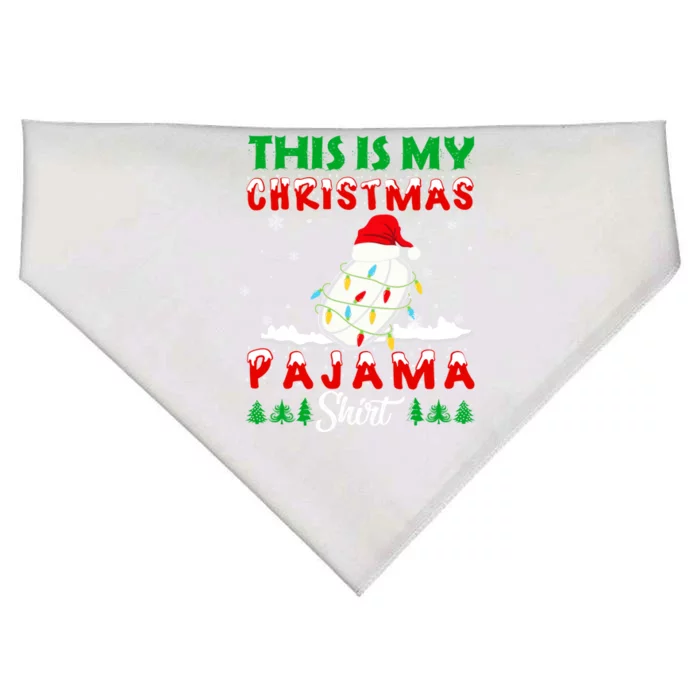 This Is My Christmas Pajama Ice Hockey Santa Hat Xmas Lights Gift USA-Made Doggie Bandana