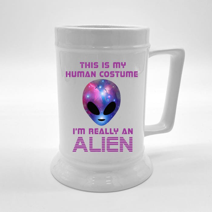 This Is My Human Costume Im Really An Alien Front & Back Beer Stein