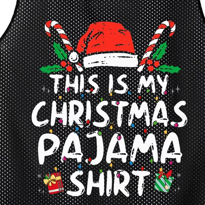 This Is My Christmas Pajama Funny Xmas Pjs Mesh Reversible Basketball Jersey Tank