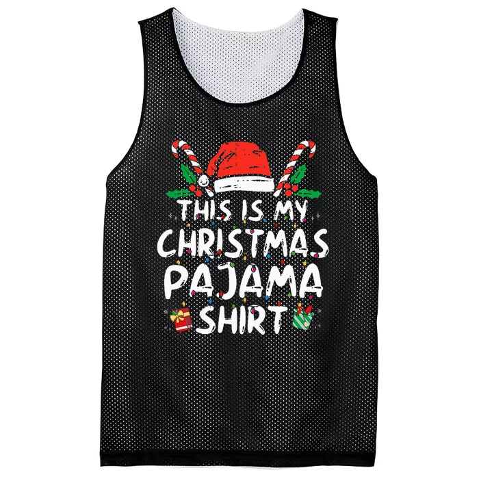 This Is My Christmas Pajama Funny Xmas Pjs Mesh Reversible Basketball Jersey Tank