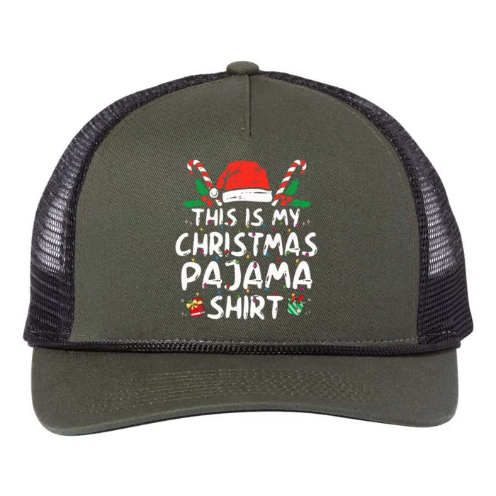 This Is My Christmas Pajama Funny Xmas Pjs Retro Rope Trucker Hat Cap