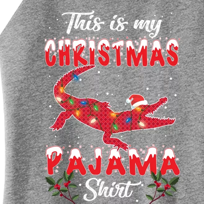 This Is My Alligator Christmas Pajamas Xmas Lights Family Cool Gift Women’s Perfect Tri Rocker Tank