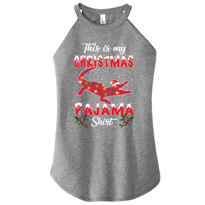 This Is My Alligator Christmas Pajamas Xmas Lights Family Cool Gift Women’s Perfect Tri Rocker Tank