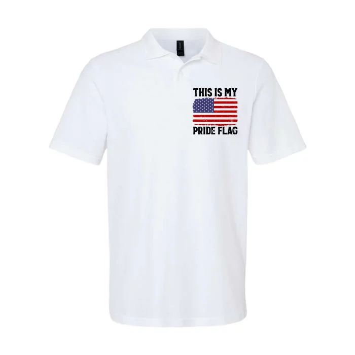 This Is My Pride Flag US Flag, 4th Of July Patriotic On Back Softstyle Adult Sport Polo