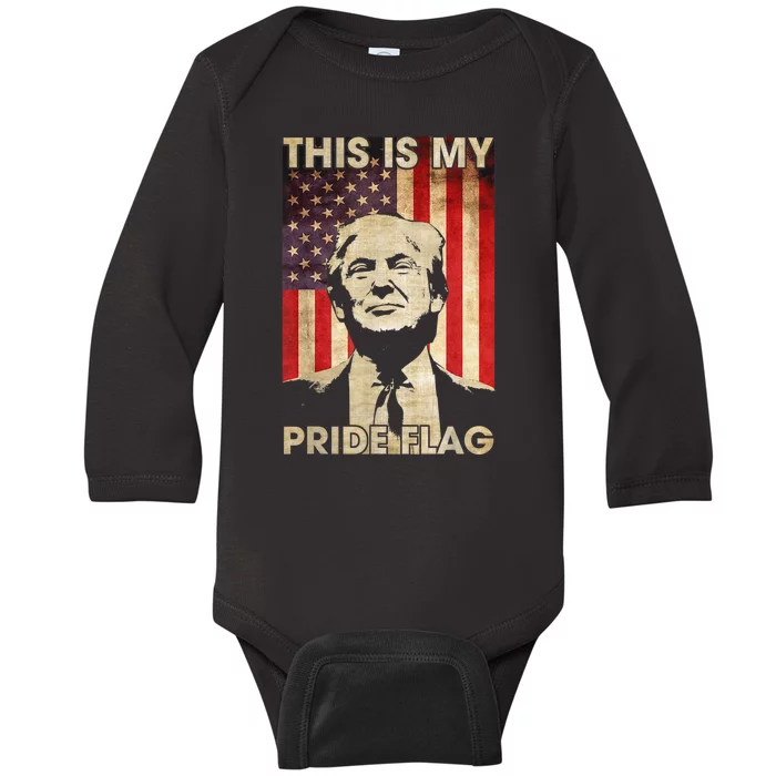 This Is My Pride Flag Trump 2024 American Flag Baby Long Sleeve Bodysuit