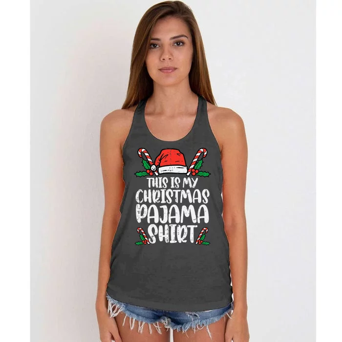 This Is My Christmas Pajama Funny Xmas Pjs Women's Knotted Racerback Tank