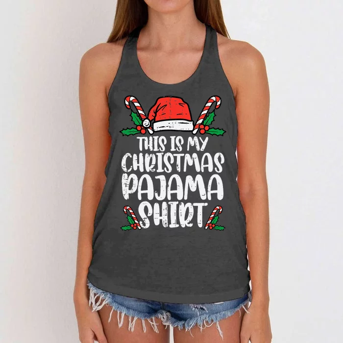 This Is My Christmas Pajama Funny Xmas Pjs Women's Knotted Racerback Tank