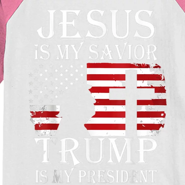 Trump Is My President American Flag Great Gift Kids Colorblock Raglan Jersey