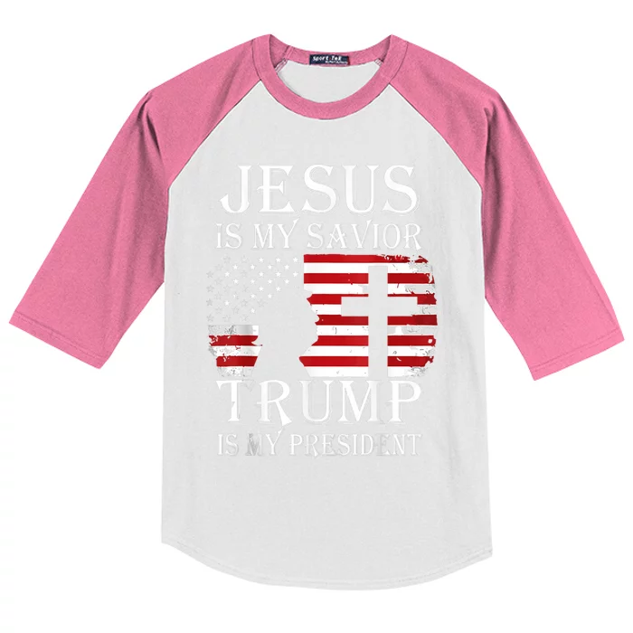 Trump Is My President American Flag Great Gift Kids Colorblock Raglan Jersey