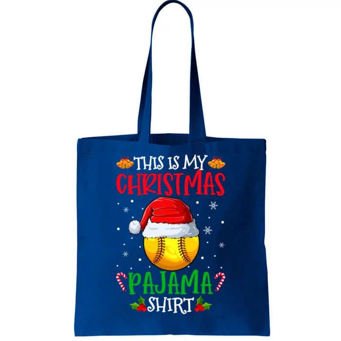 This Is My Christmas Pajama Cool Gift Funny Santa Softball Team Gift Tote Bag