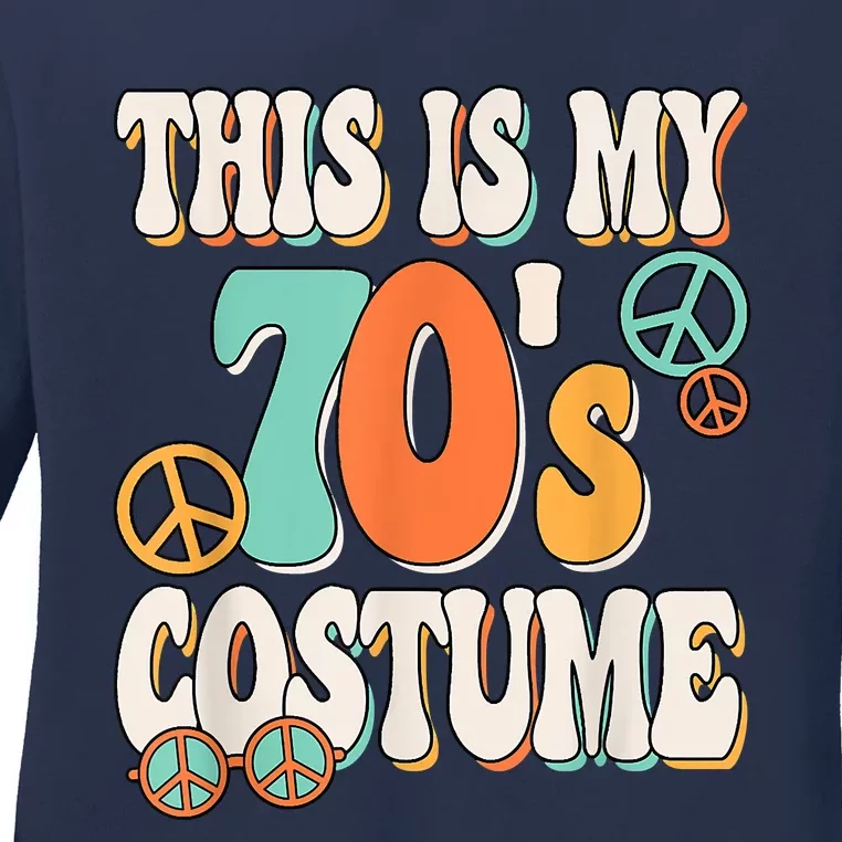 This Is My 70s Costume Groovy Peace Hippie 70's Theme Party Ladies Long Sleeve Shirt