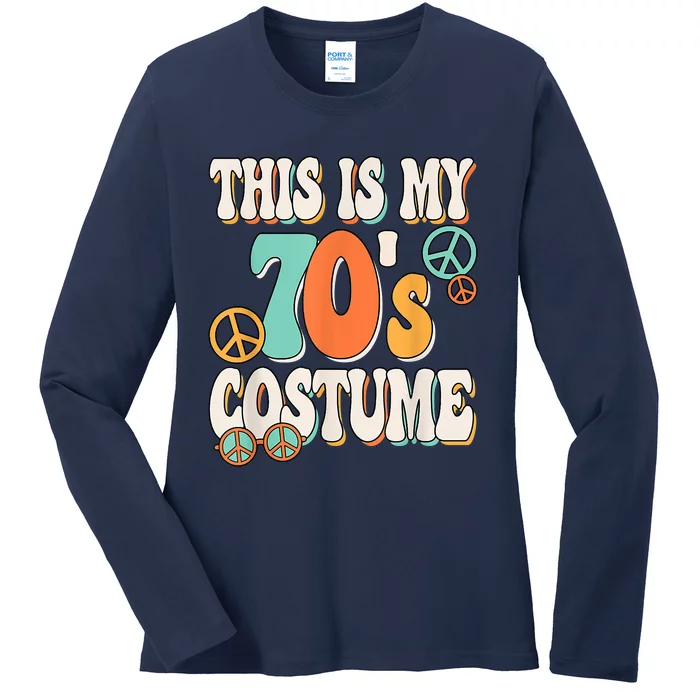 This Is My 70s Costume Groovy Peace Hippie 70's Theme Party Ladies Long Sleeve Shirt