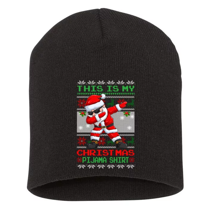 This Is My Christmas Pajama Dabbing American Santa Short Acrylic Beanie