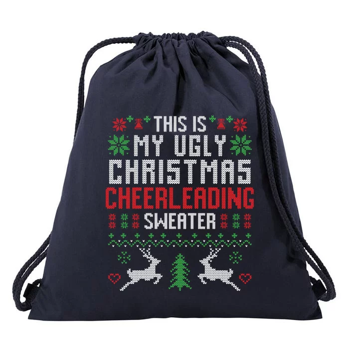 This Is My Ugly Christmas Cheerleading Sweater Cheerleader Gift Drawstring Bag