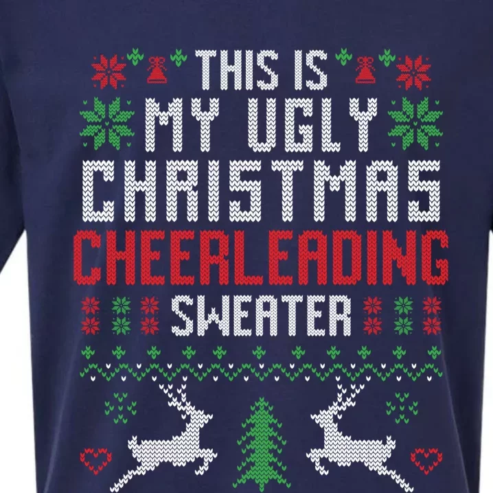 This Is My Ugly Christmas Cheerleading Sweater Cheerleader Gift Sueded Cloud Jersey T-Shirt