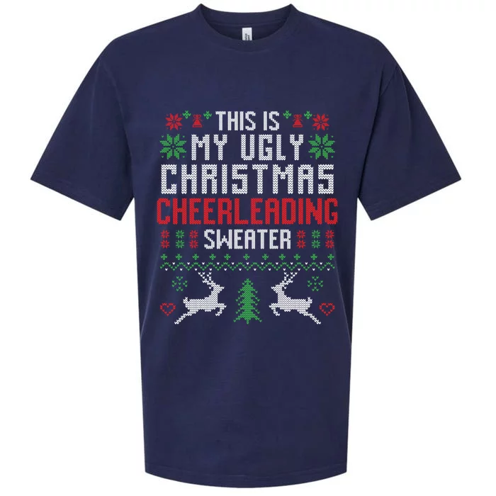 This Is My Ugly Christmas Cheerleading Sweater Cheerleader Gift Sueded Cloud Jersey T-Shirt