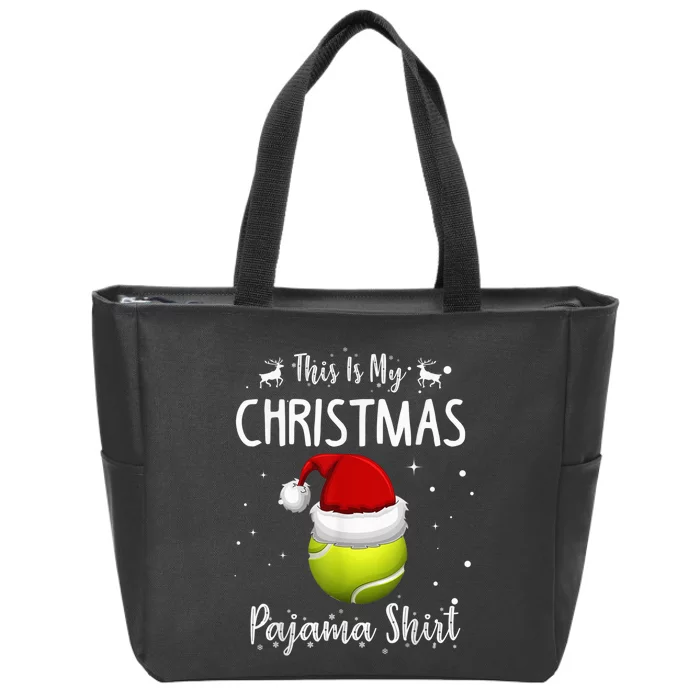 This Is My Christmas Pajama Shirt Tennis Christmas Zip Tote Bag