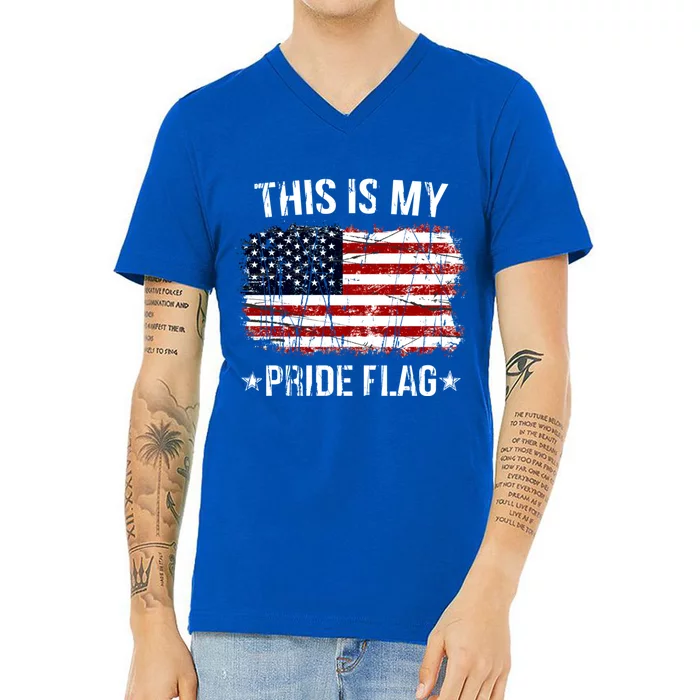 This Is My Pride Flag USA American 4th Of July V-Neck T-Shirt