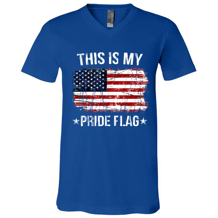 This Is My Pride Flag USA American 4th Of July V-Neck T-Shirt