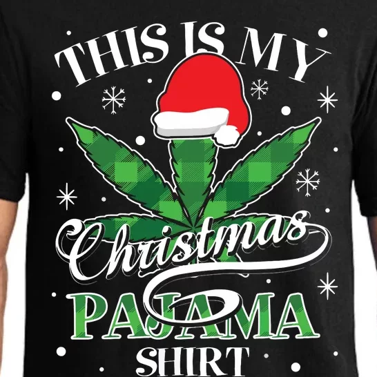 This Is My Christmas Pajama Weed Marijuana Leaf Plaid Xmas Pajama Set