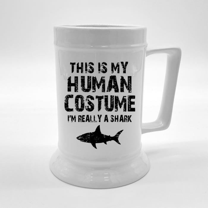 This Is My Human Costume I'm Really A Shark Front & Back Beer Stein