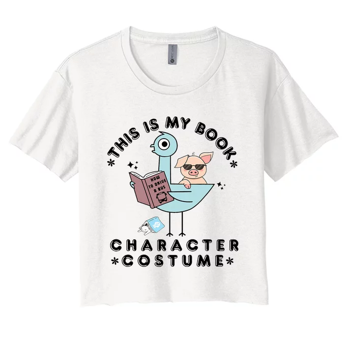 This Is My Book Character Costume Pigeon Reading Women's Crop Top Tee