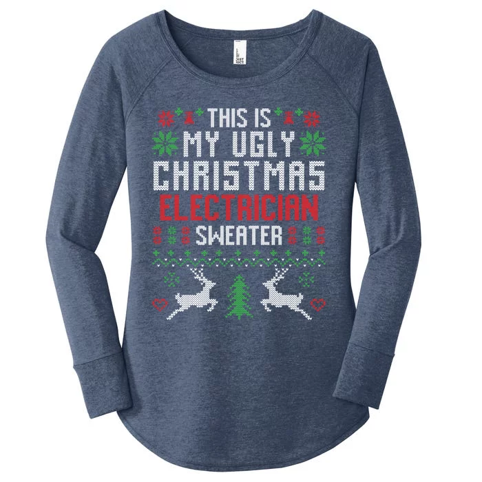 This Is My Ugly Christmas Electrician Sweater Cute Gift Women's Perfect Tri Tunic Long Sleeve Shirt