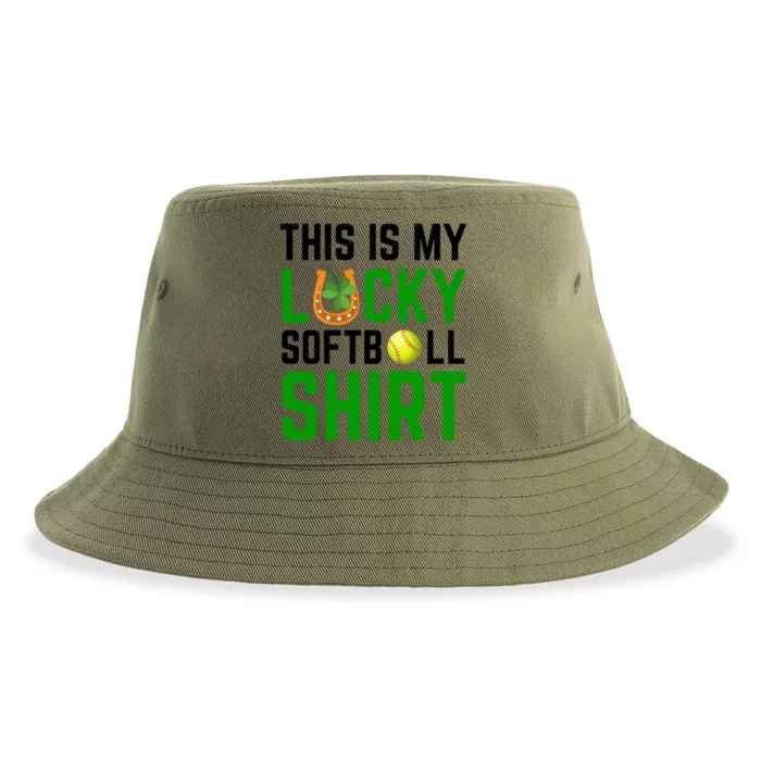 This Is My Lucky Softball Funny Gift Sport Game St Patrick's Day Gift Sustainable Bucket Hat