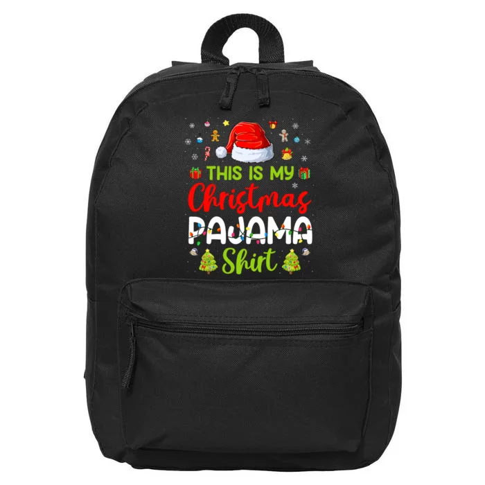 This Is My Christmas Pajama Xmas Lights Holiday Family 16 in Basic Backpack