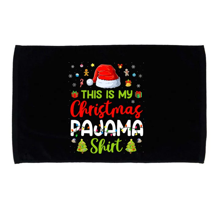 This Is My Christmas Pajama Xmas Lights Holiday Family Microfiber Hand Towel