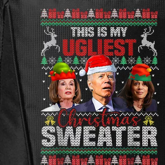 This Is My Ugliest Christmas Anti Biden Sweater Funny Xmas City Backpack