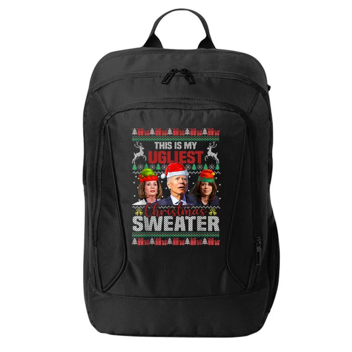 This Is My Ugliest Christmas Anti Biden Sweater Funny Xmas City Backpack