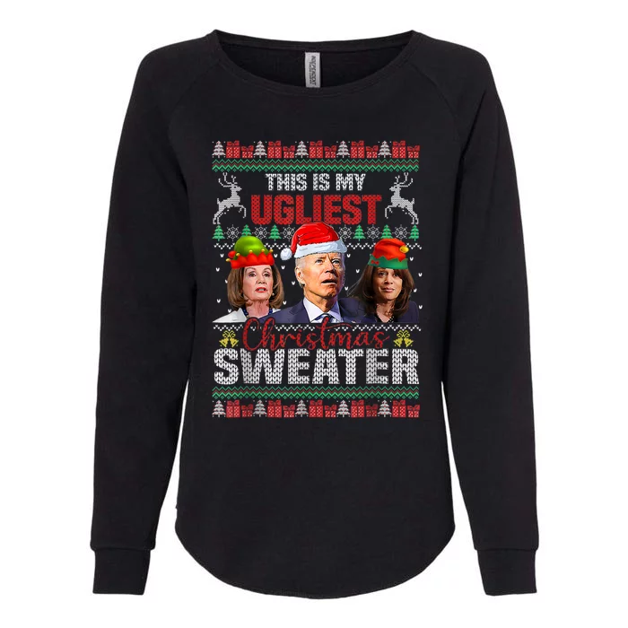 This Is My Ugliest Christmas Anti Biden Sweater Funny Xmas Womens California Wash Sweatshirt