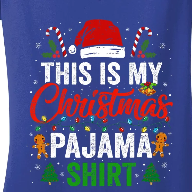 This Is My Christmas Pajama Funny Xmas PJs Women's V-Neck T-Shirt