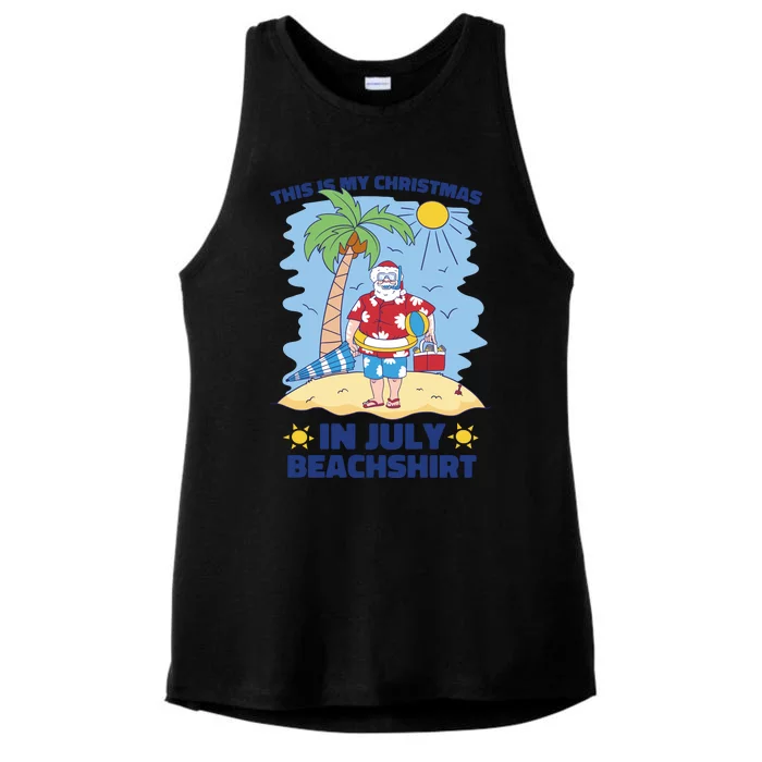 This Is My Christmas In July Beachshirt Santa Ladies Tri-Blend Wicking Tank