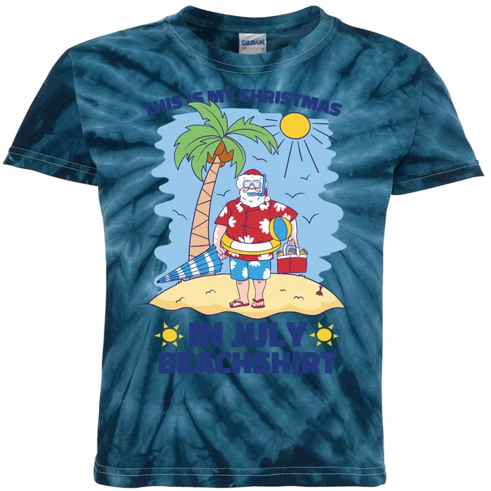 This Is My Christmas In July Beachshirt Santa Kids Tie-Dye T-Shirt