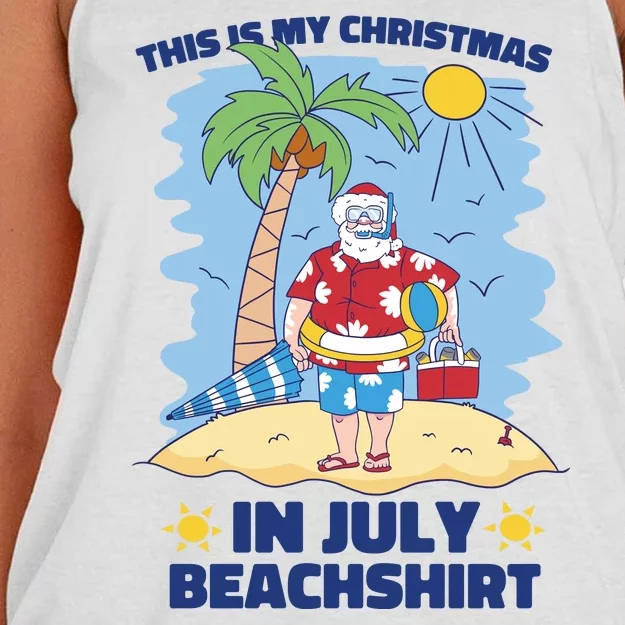 This Is My Christmas In July Beachshirt Santa Women's Knotted Racerback Tank