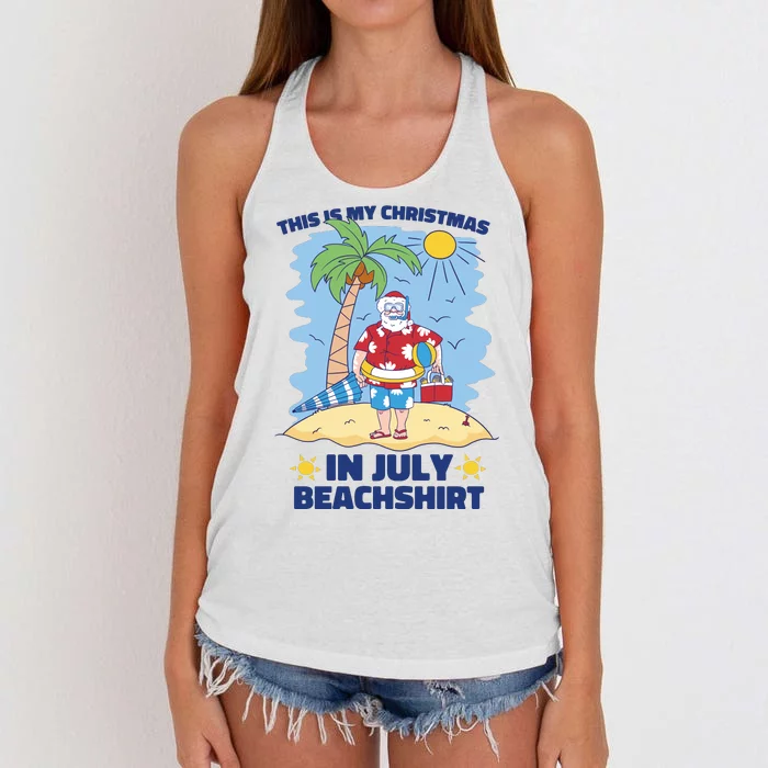 This Is My Christmas In July Beachshirt Santa Women's Knotted Racerback Tank