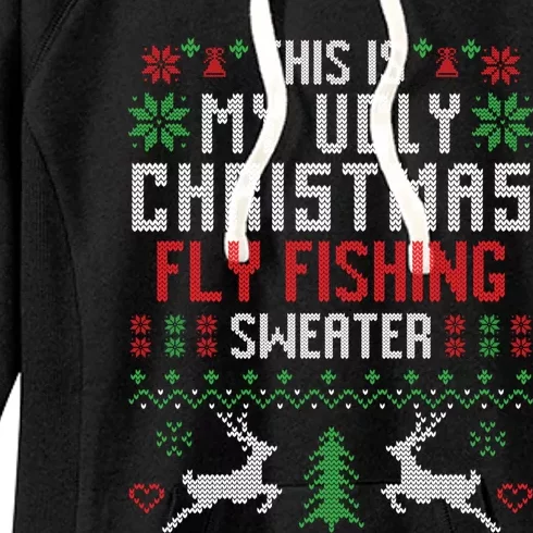 This Is My Ugly Christmas Fly Fishing Sweater Fisher Cool Gift Women's Fleece Hoodie