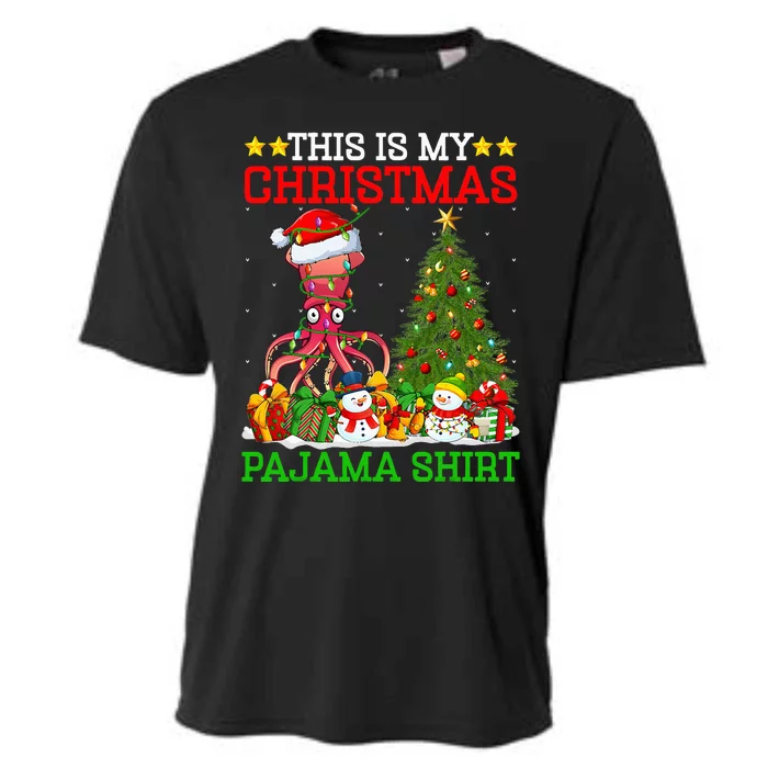 This Is My Christmas Tree Pajamas Lights Squid Christmas Cooling Performance Crew T-Shirt