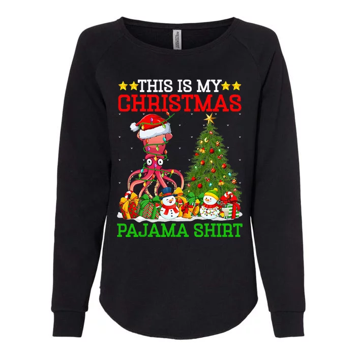 This Is My Christmas Tree Pajamas Lights Squid Christmas Womens California Wash Sweatshirt