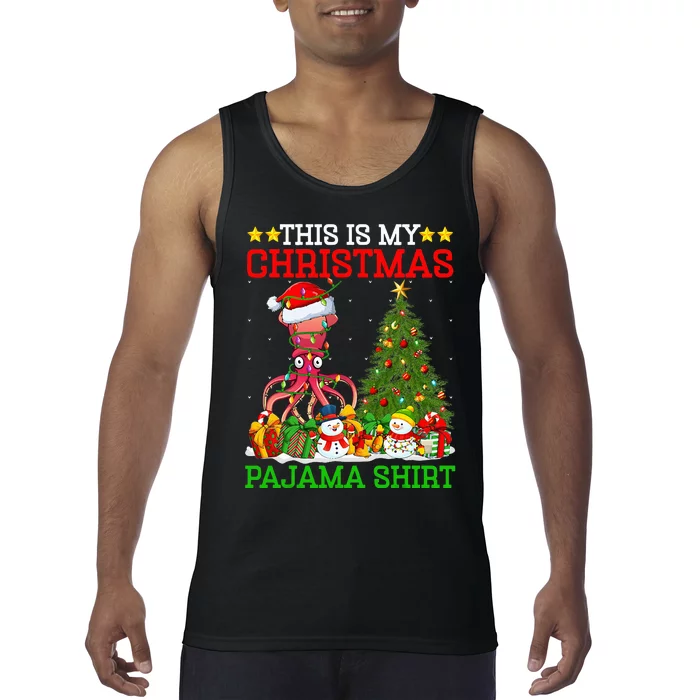 This Is My Christmas Tree Pajamas Lights Squid Christmas Tank Top