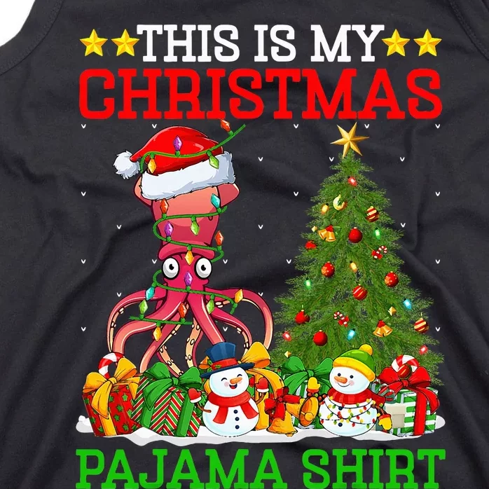 This Is My Christmas Tree Pajamas Lights Squid Christmas Tank Top