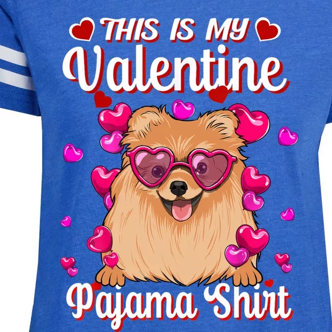 This Is My Valentine Pajama Gift Pomeranian Lovers Gift Enza Ladies Jersey Football T-Shirt